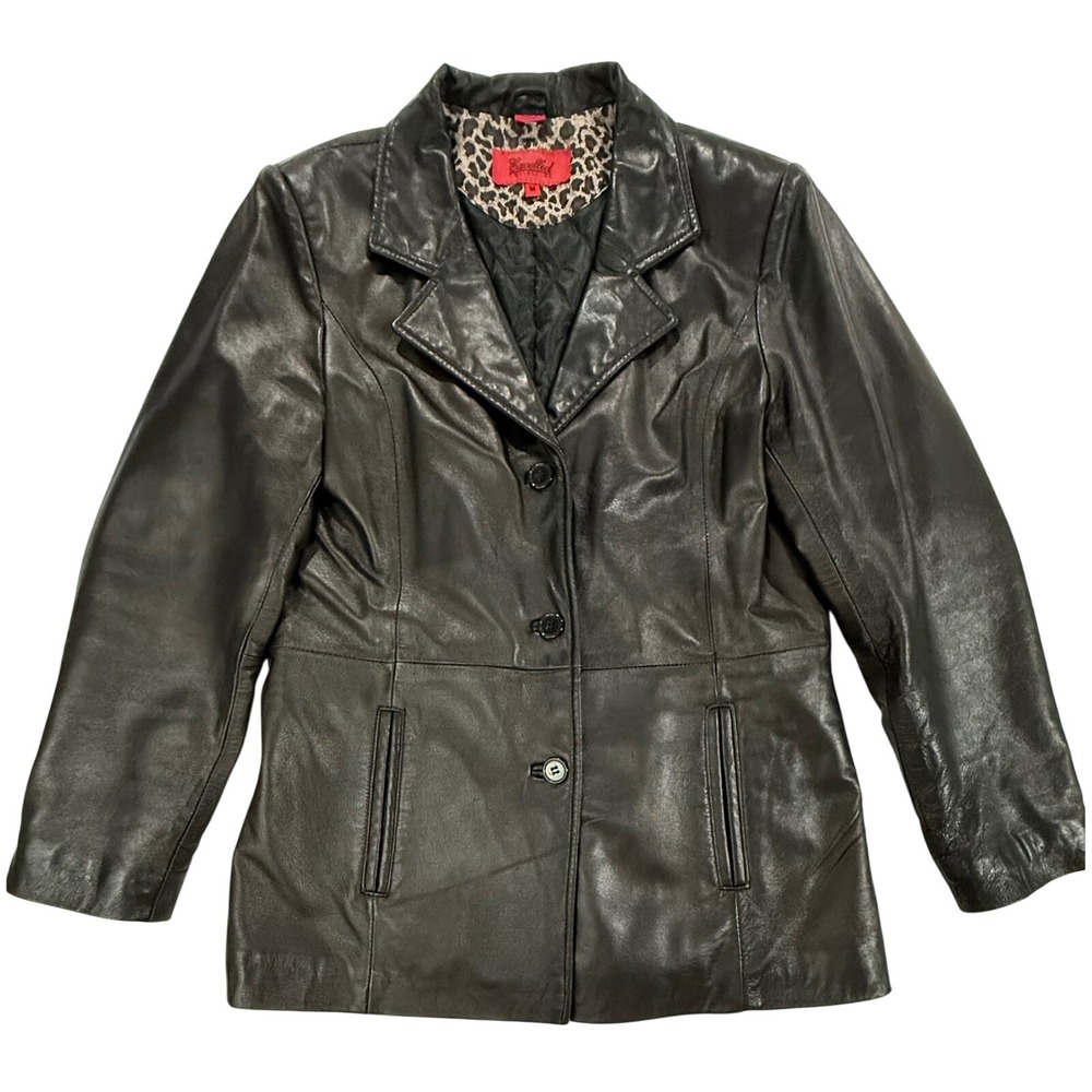 Excelled Collection Womens Black Leather Jacket Lined Medium W378